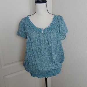 Blue Peasant Blouse XL
